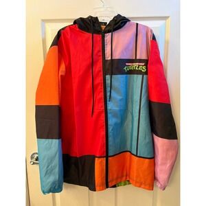 Teenage Mutant Ninja Turtles Color Block  Full ZIp Hooded Windbreaker Size Large